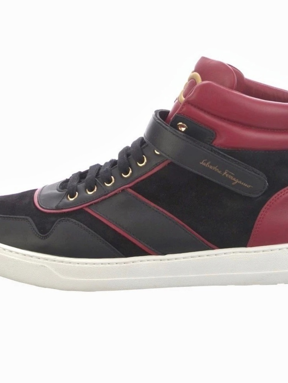 Salvatore Ferragamo Gancini High-Top Sneakers Salvatore Black & Red